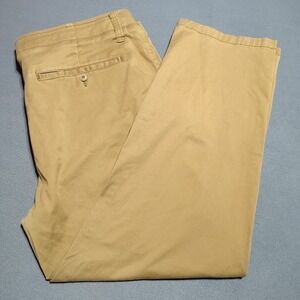 Faded Glory Chino Pants Men 42x28.5 Tan Flat Front Utility Pocket Hiking Durable